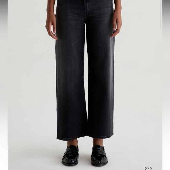 Adriano Goldschmied Denim - AG Saige Wide Leg Crop High-Rise Fit Size 30 Color Black